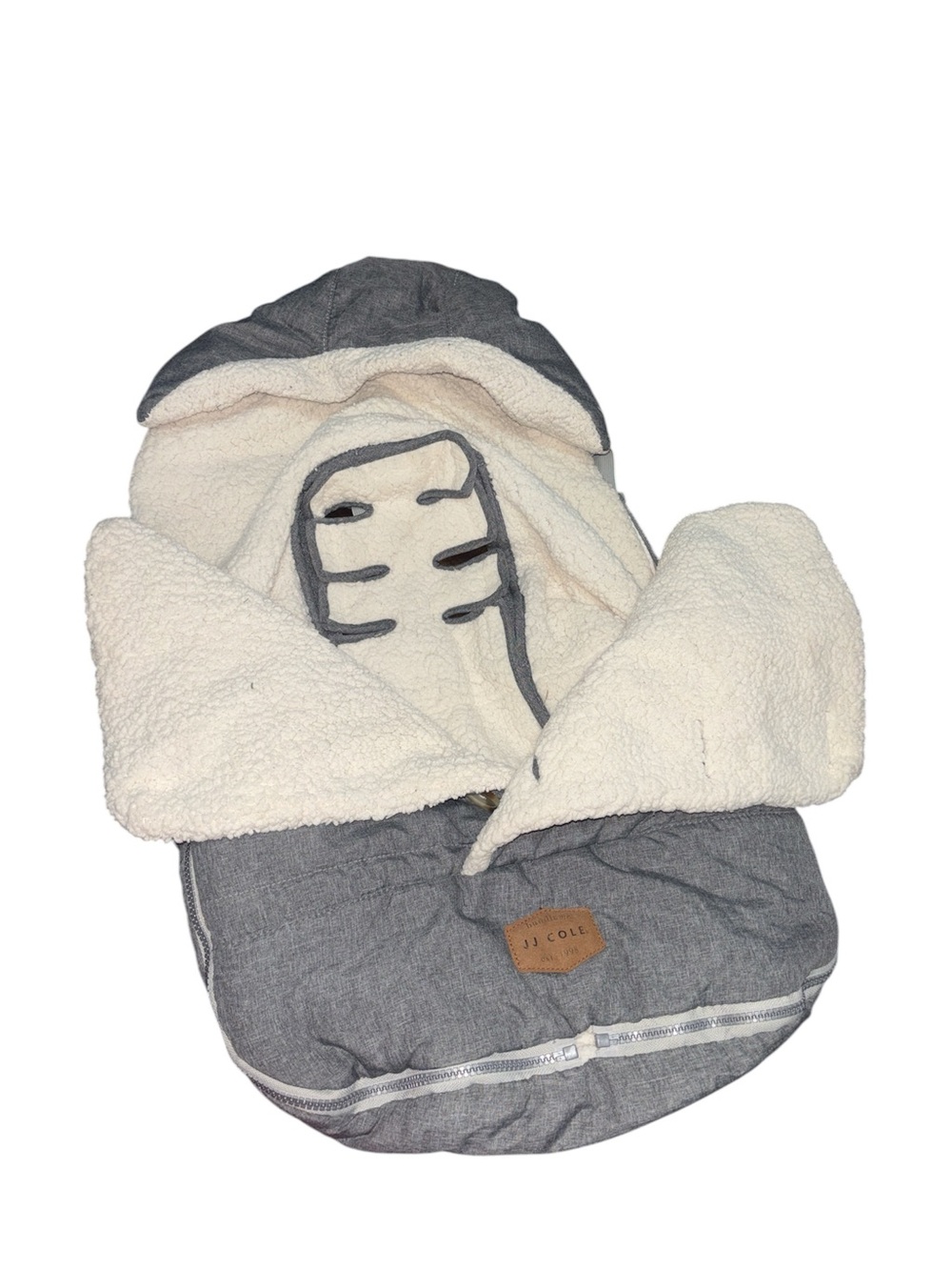 JJ Cole Gray & Cream Plush Infant Sleep Sack with Hood